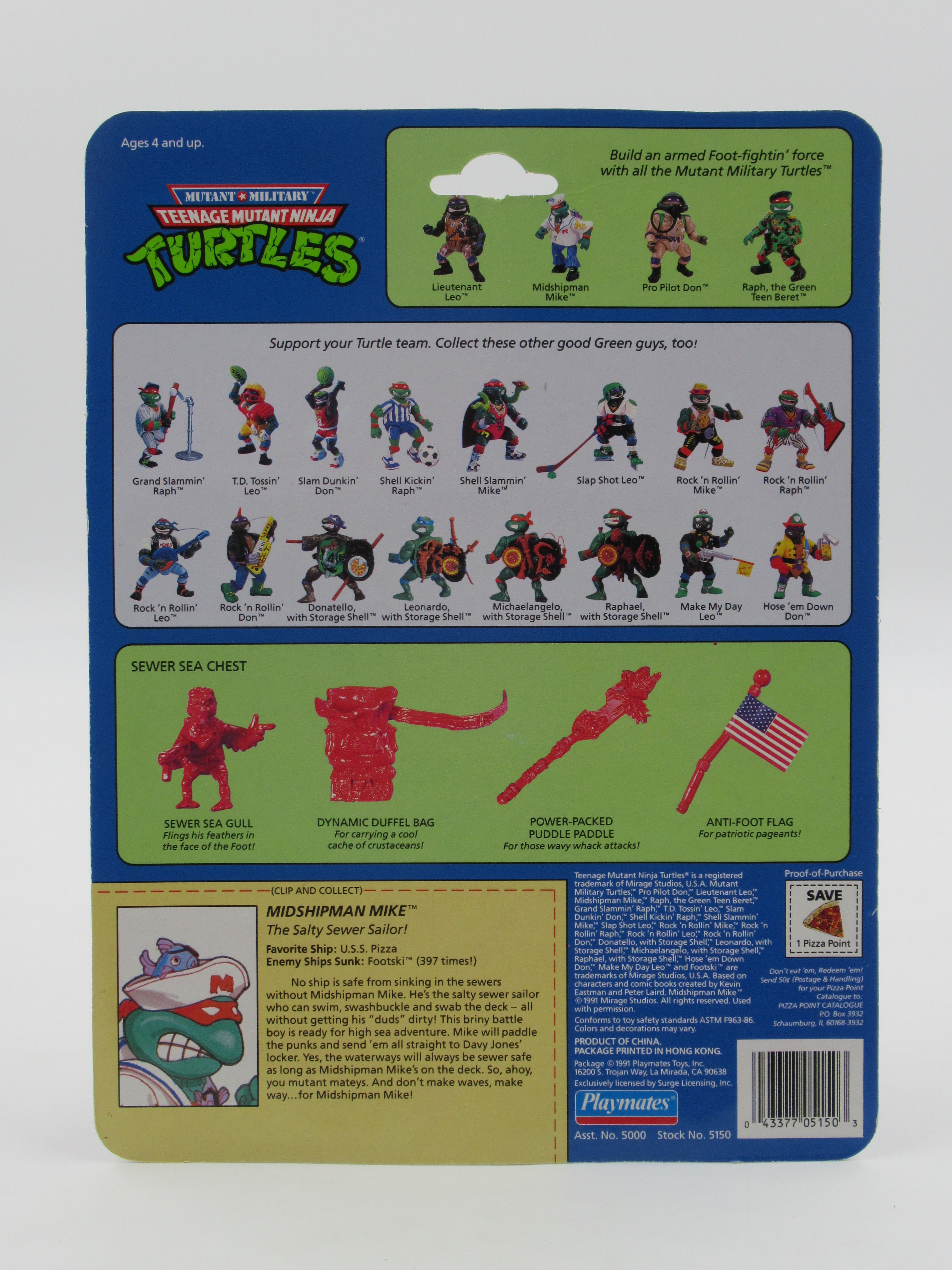 Teenage Mutant Ninja Turtles Midshipman Mike Mutant Military 4.5" Figure TMNTs - Playmates (1991)